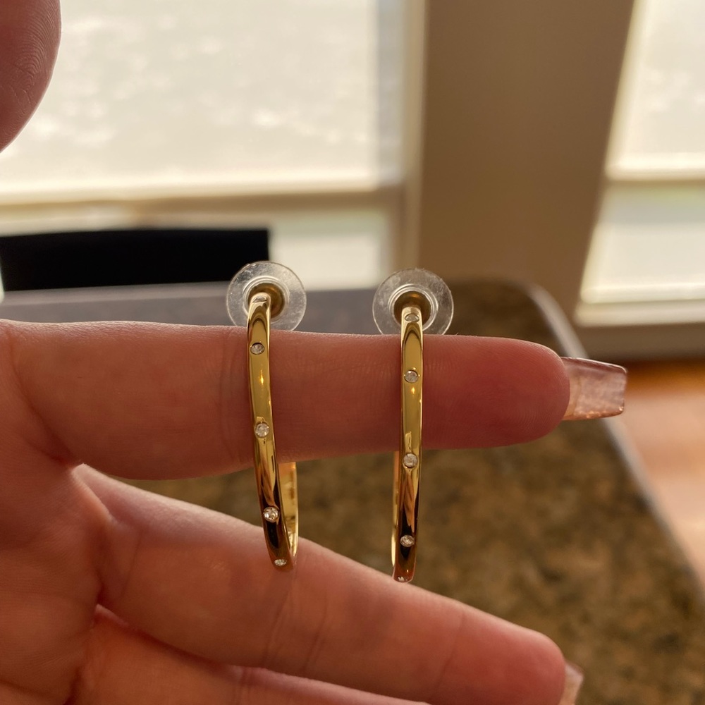 Kate Spade Gold Hoops with Matching Bracelet Set